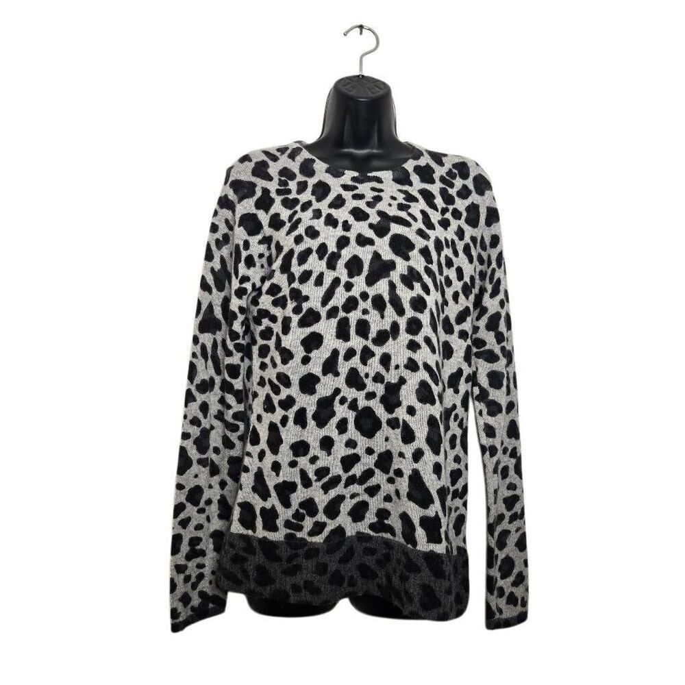 Belle France cashmere gray leopard print sweater